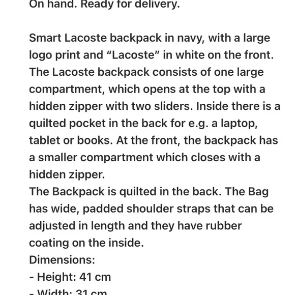 Lacoste backpack - Picture 5 of 6